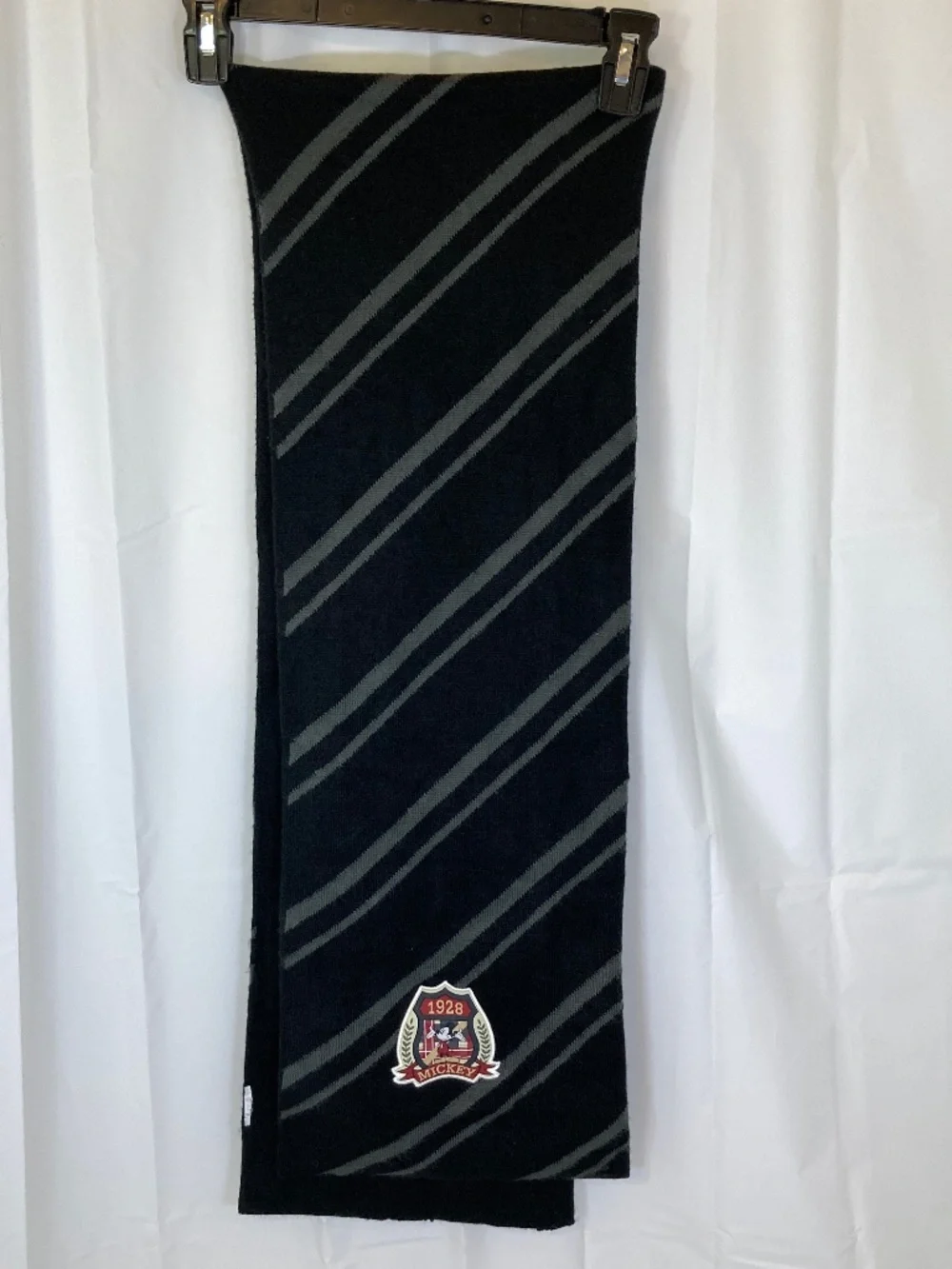 Disney Parks Scarf Mickey Mouse Black Gray Stripe Adult Unisex